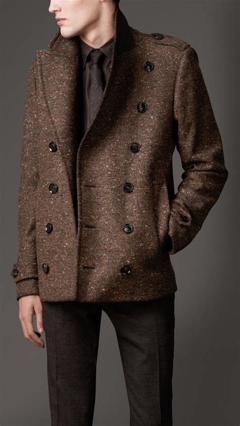 burberry wool pea coats men's.